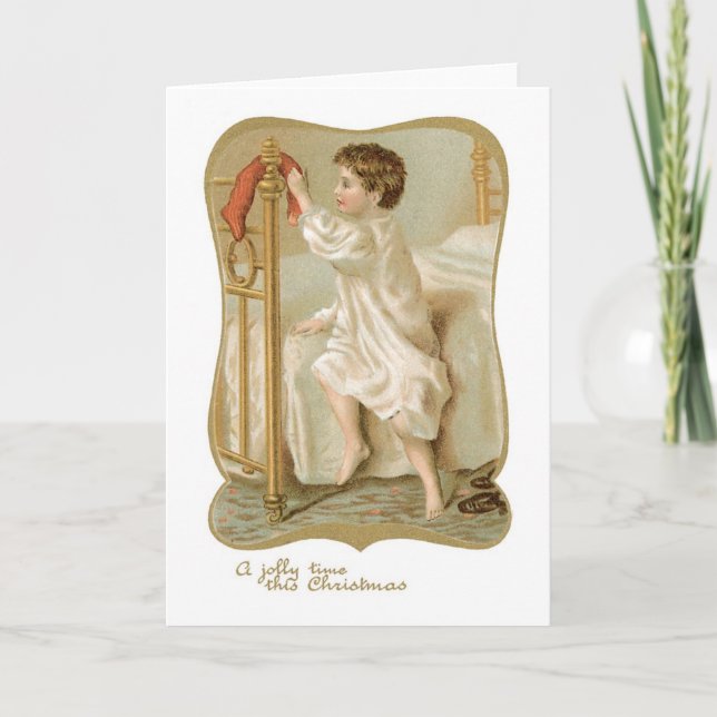 Cartes Pour Fêtes Annuelles Noël à l'ancienne, garçon (Devant)