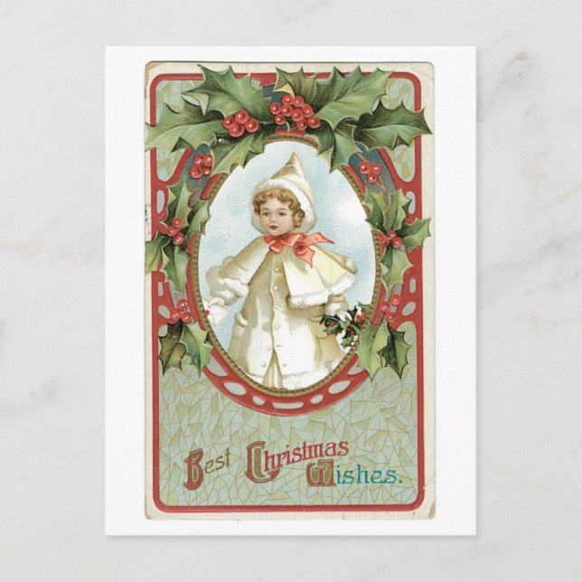 Cartes Pour Fêtes Annuelles Noël à l'ancienne, Holly (Devant)