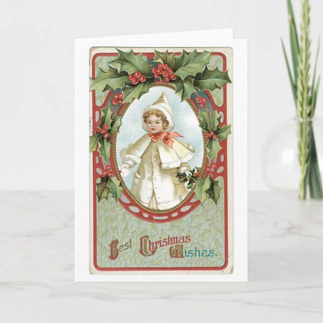 Cartes Pour Fêtes Annuelles Noël à l'ancienne, Holly (Devant)