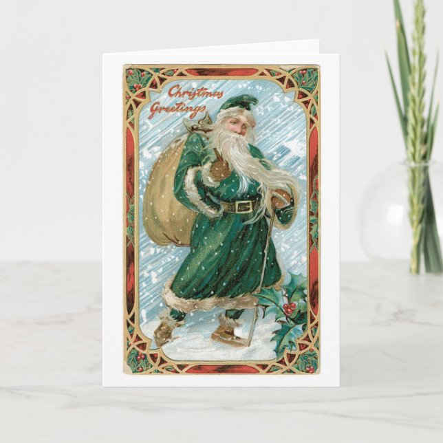 Cartes Pour Fêtes Annuelles Noël à l'ancienne, Père Noël (Devant)