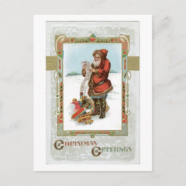 Cartes Pour Fêtes Annuelles Noël à l'ancienne, Père Noël (Devant)