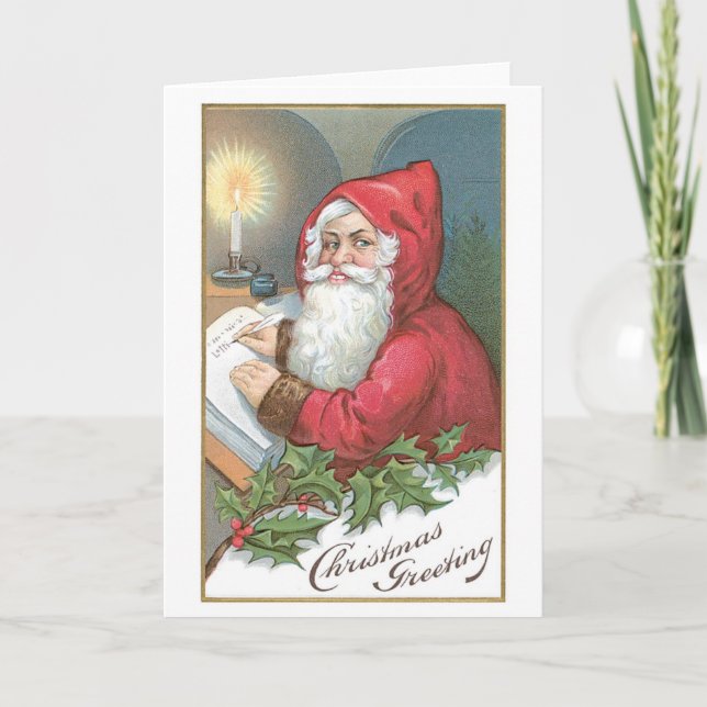 Cartes Pour Fêtes Annuelles Noël à l'ancienne, Père Noël (Devant)