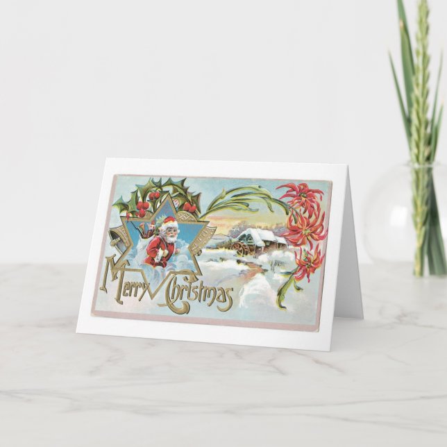 Cartes Pour Fêtes Annuelles Noël à l'ancienne, Père Noël (Devant)