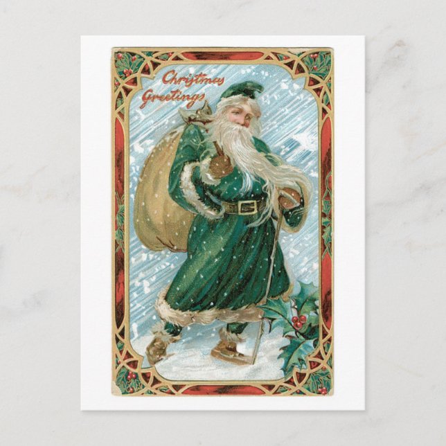Cartes Pour Fêtes Annuelles Noël à l'ancienne, Père Noël (Devant)