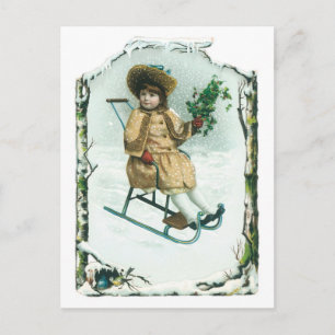 Cartes Pour Fêtes Annuelles Noël à l'ancienne, Sled