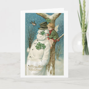 Cartes Pour Fêtes Annuelles Noël à l'ancienne, Snowman
