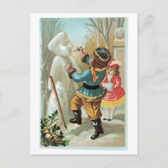 Cartes Pour Fêtes Annuelles Noël à l'ancienne, Snowman (Devant)