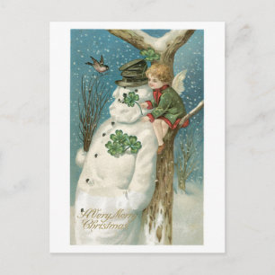 Cartes Pour Fêtes Annuelles Noël à l'ancienne, Snowman