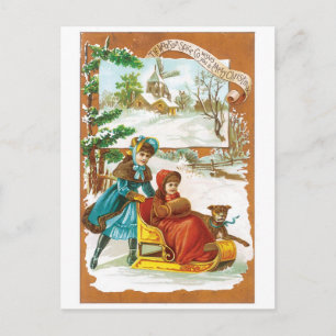 Cartes Pour Fêtes Annuelles Noël à l'ancienne, traîneau