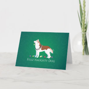 Cartes Pour Fêtes Annuelles Noël à l'homme noir de Husky Feliz