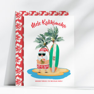 Cartes Pour Fêtes Annuelles Noël à Mele Kalikimaka Tropical Surfing Père Noël