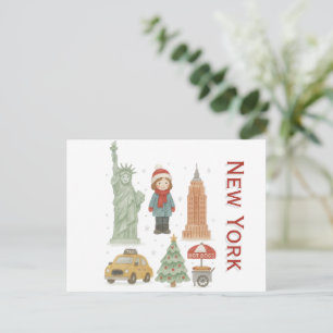 Cartes Pour Fêtes Annuelles Noël à New York Aquarelle – Mignon