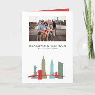Cartes Pour Fêtes Annuelles Noël à New York Bâtiment Historique Skyline