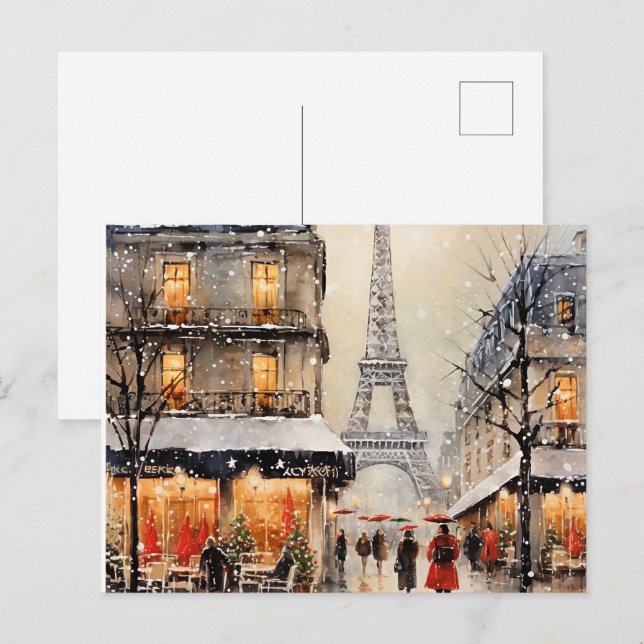 Cartes Pour Fêtes Annuelles Noël à Paris,  (Devant / Derrière)