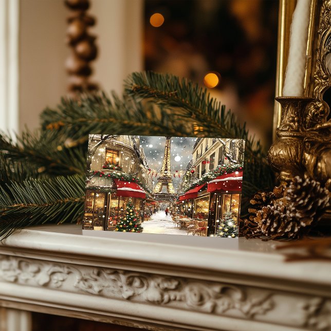 Cartes Pour Fêtes Annuelles Noël À Paris : Charme De Vacances Sur L'Avenue Eif (Créateur téléchargé)