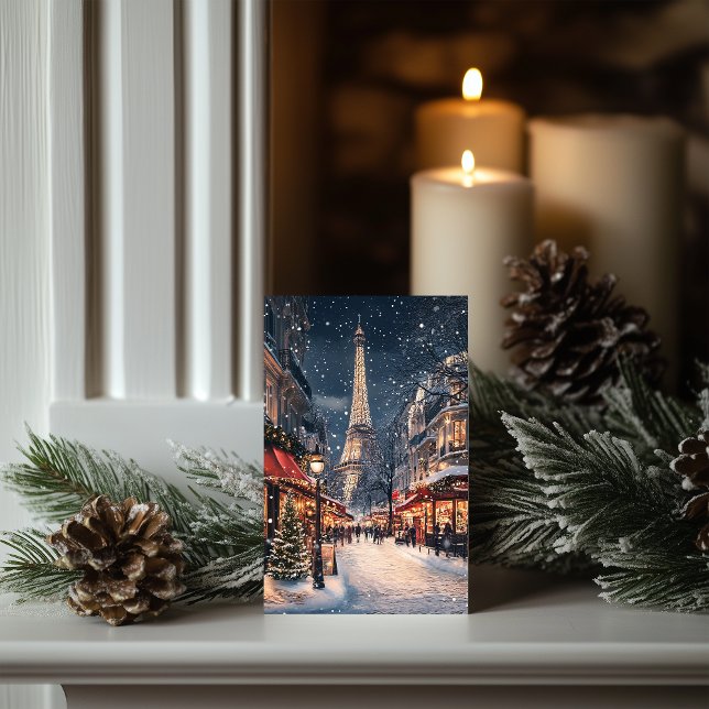 Cartes Pour Fêtes Annuelles Noël à Paris : L'avenue Eiffel scintillante (Créateur téléchargé)