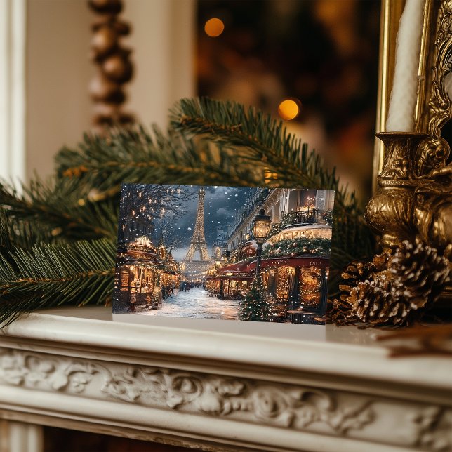 Cartes Pour Fêtes Annuelles Noël à Paris : Le Marché Tour Eiffel en soirée (Créateur téléchargé)