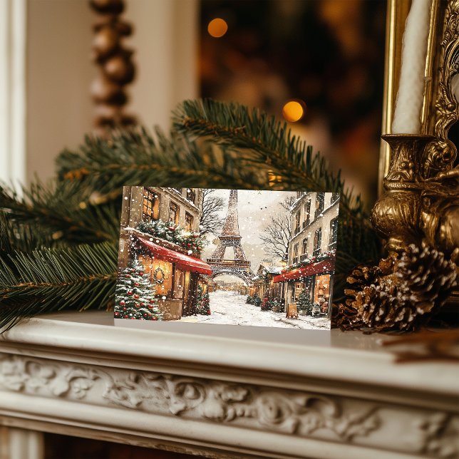 Cartes Pour Fêtes Annuelles Noël à Paris : Rue Festive Tour Eiffel (Créateur téléchargé)