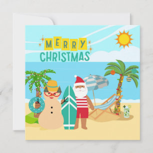 Cartes Pour Fêtes Annuelles Noël à père Noël Beach