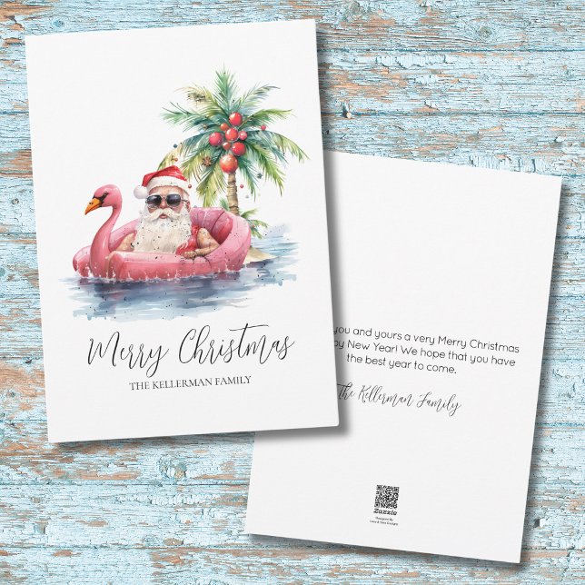 Cartes Pour Fêtes Annuelles Noël à Santa Claus Tropical Beach (Santa Claus Tropical Beach Christmas Holiday Card)