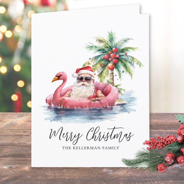 Cartes Pour Fêtes Annuelles Noël à Santa Claus Tropical Beach (Santa Claus Tropical Beach Christmas Holiday Card)