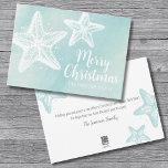 Cartes Pour Fêtes Annuelles Noël à Starfish Beach<br><div class="desc">Elégante Starfish Turquoise Blue Watercolor Plage Joyeux Noël Carte de vacances. Belle et simple imprimé moderne sur la plage. Un arrière - plan d'aquarelle bleu turquoise aux étoiles de mer blanches, directement de l'océan ! Vous pouvez bien sûr changer toutes les couleurs de texte et de police, et vous pouvez...</div>