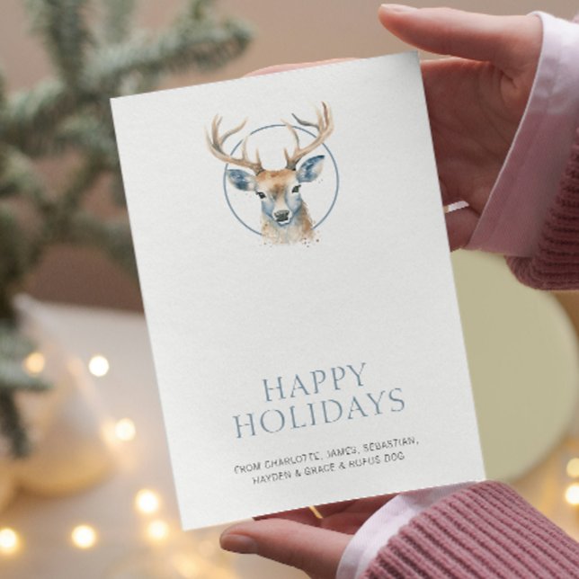 Cartes Pour Fêtes Annuelles Noël à thème du cerf Personnalisé (Deer Themed Christmas Personalized Holiday Cards from Ricaso. Elegant, simple holiday greetings card)