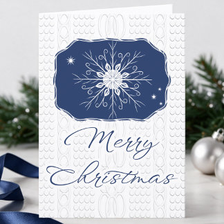 Cartes Pour Fêtes Annuelles Noël à un flocon de neige bleu marine et blanc