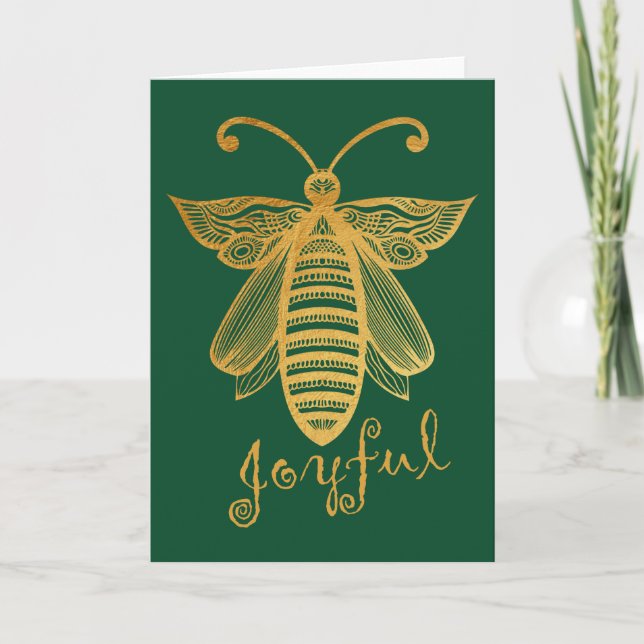 Cartes Pour Fêtes Annuelles Noel abeille "BEE JOYFUL" Conservation (Devant)
