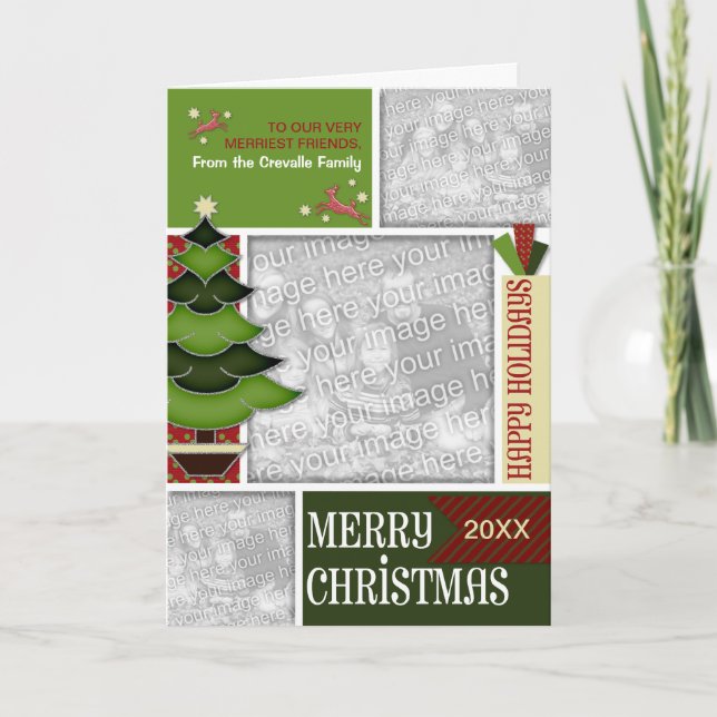 Cartes Pour Fêtes Annuelles Noël AJOUTER VOTRE PHOTO Arbre BLANC (Devant)