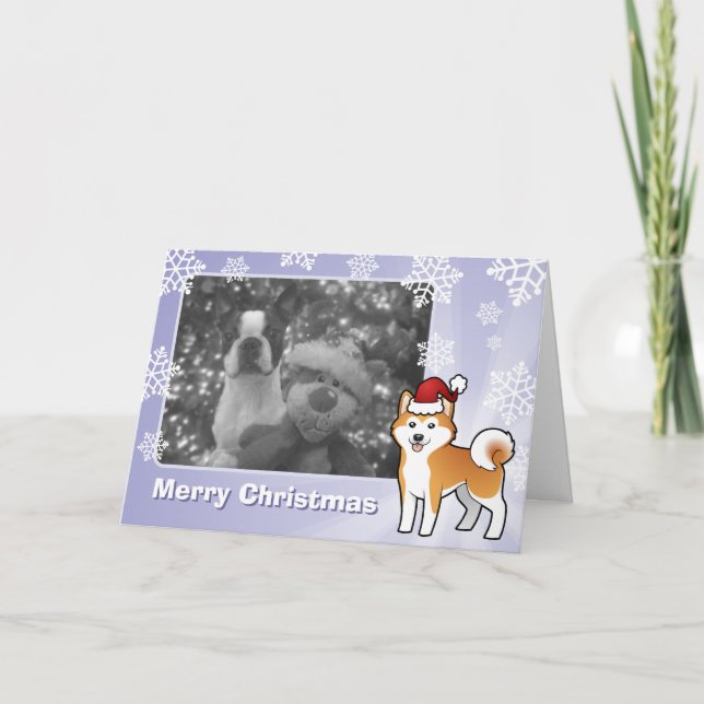Cartes Pour Fêtes Annuelles Noël Akita Inu/Shiba Inu (Devant)