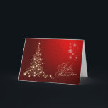 Cartes Pour Fêtes Annuelles Noël allemand - or et arbre de scintillement rouge<br><div class="desc">Rouge et arbre de scintillement d'or,  carte de voeux allemande de Noël de flocons de neige.</div>