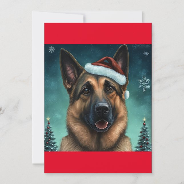 Cartes Pour Fêtes Annuelles Noël Allemand Shepard / Alsacien cadeau chien T-Sh (Devant)
