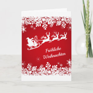 Cartes Pour Fêtes Annuelles Noël allemand - Snowflakes, Père Noël, rennes