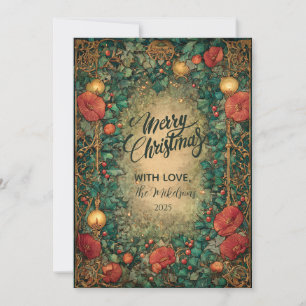 Cartes Pour Fêtes Annuelles Noël Amaryllis Or vintage