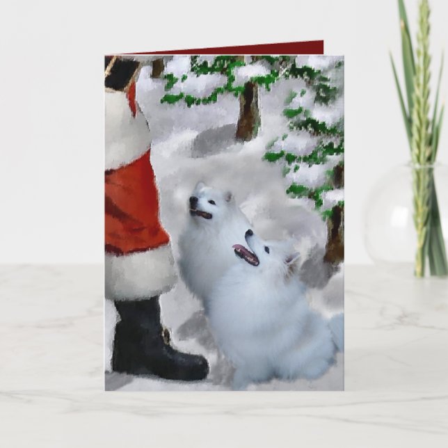Cartes Pour Fêtes Annuelles Noël américain de chien esquimau (Devant)
