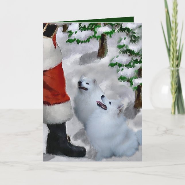 Cartes Pour Fêtes Annuelles Noël américain de chien esquimau (Devant)