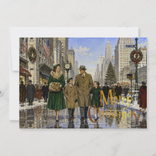 Cartes Pour Fêtes Annuelles Noël américain des années 1950 sur la 5e Avenue à 