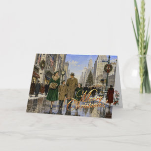 Cartes Pour Fêtes Annuelles Noël américain des années 1950 sur la 5e Avenue à 