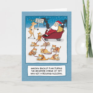 Cartes Pour Fêtes Annuelles Noël amusant : Père Noël des chats en suspension
