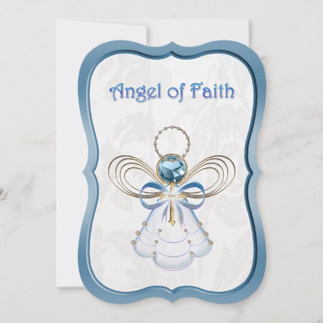 Cartes Pour Fêtes Annuelles Noël Ange Bleu de Foi (Devant)
