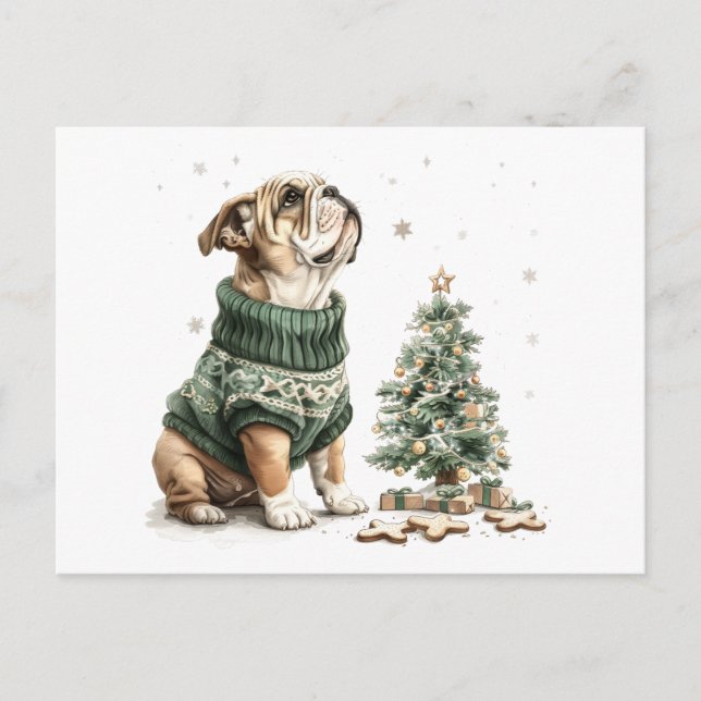 Cartes Pour Fêtes Annuelles Noël Anglais Chien de Noël Arbre (Devant)