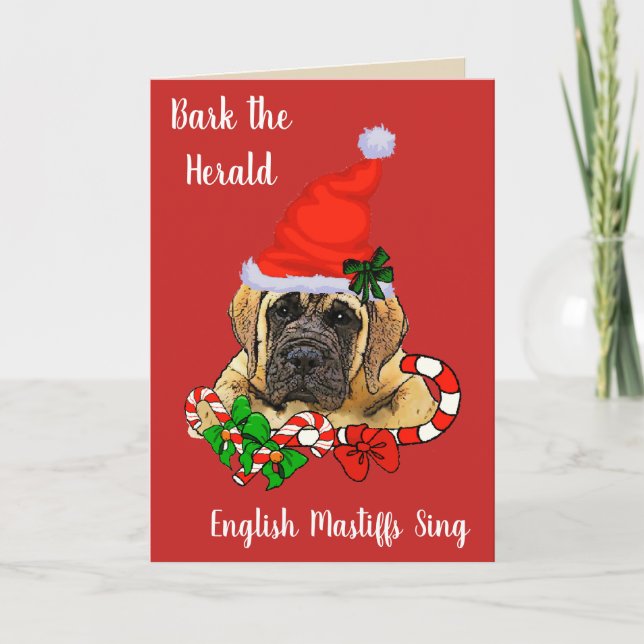 Cartes Pour Fêtes Annuelles Noël anglais mignon de chiot de mastiff (Devant)