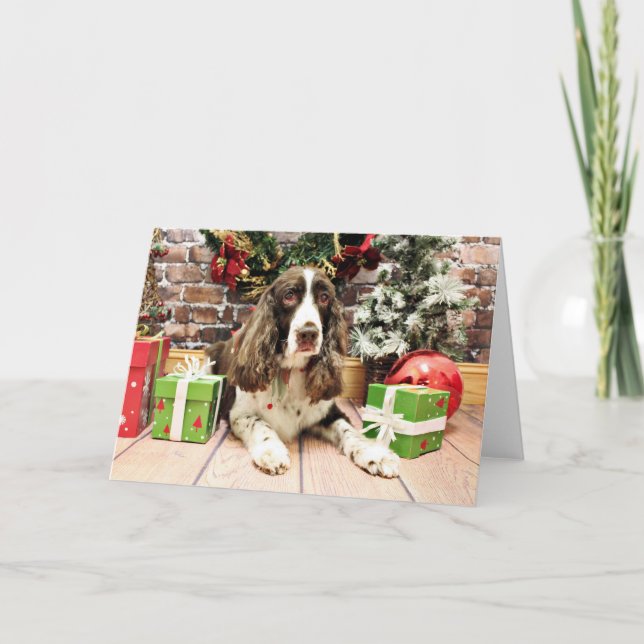 Cartes Pour Fêtes Annuelles Noël - Anglais Springer Spaniel - Logan (Devant)