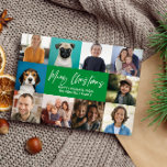 CARTES POUR FÊTES ANNUELLES NOËL ANNÉE EN REVUE 10 PHOTOS BLUE PINES<br><div class="desc">Faites vos voeux de vacances vraiment spécial avec notre carte de Noël magnifiquement conçue avec 10 photos carrés pour capturer et partager vos moments chéris de l'année. Le script manuscrit moderne sur le devant vous permet de personnaliser votre carte avec les mots "Joyeux Noël" EN BLANC SUR Un ARRIÈRE -...</div>