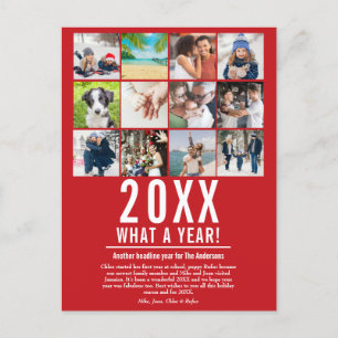 Cartes Pour Fêtes Annuelles Noël Année en revue Photo Collage Snowflakes