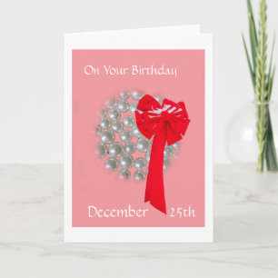 Cartes Pour Fêtes Annuelles Noël Anniversaire Perles et Bow