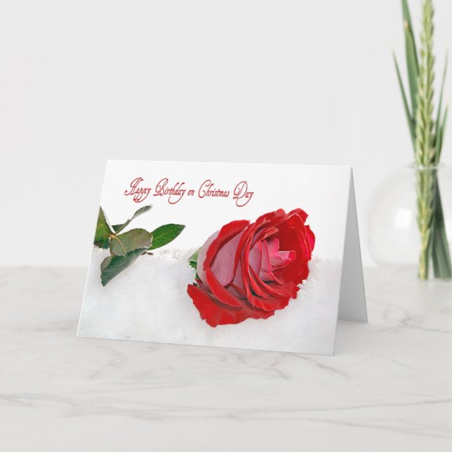 Cartes Pour Fêtes Annuelles Noël Anniversaire Rose (Devant)