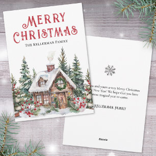 Cartes Pour Fêtes Annuelles Noël aquarelle rouge hivernal festif