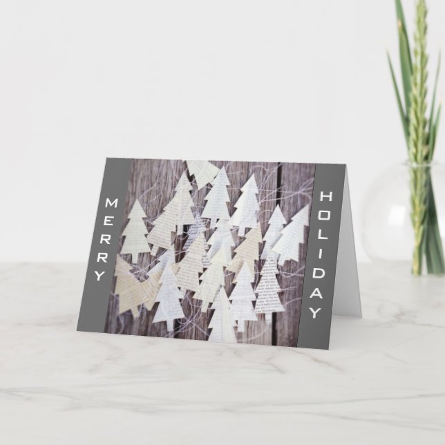 CARTES POUR FÊTES ANNUELLES NOËL ARBRES DE LIVRE PAGES-JEUX DE VACANCES (Devant)